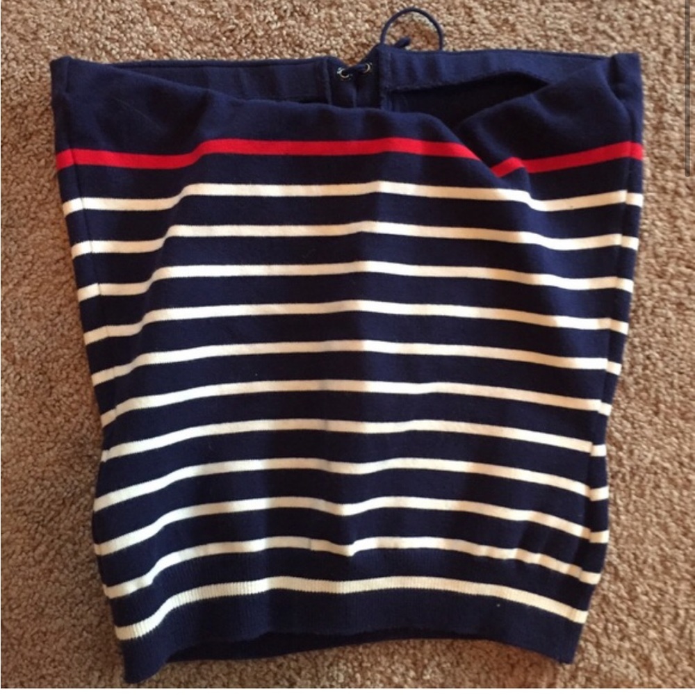 ISO Ralph Lauren strapless navy stripe lace up tube top aso Jessica Simpson - Picture 3 of 5